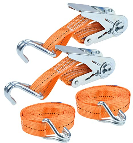 REXXER Spanngurte 1000 kg (1T), 2er Set, 3 m x 25 mm | Ratsche und Doppelhaken, TÜV/GS geprüft, EN 12195-2, Polyester-Gurtband, für Auto und Transport