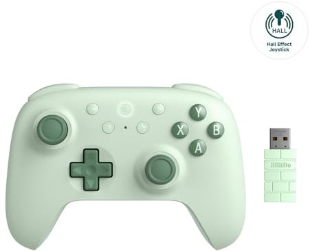 8Bitdo Ultimate 2C Wireless Controller per PC Windows e Android, Frequenza di Polling 1000Hz, Joystick Hall Effect/Hall Trigger, Paraurti L4/R4 Rimappabili, Funzione Turbo (Verde)