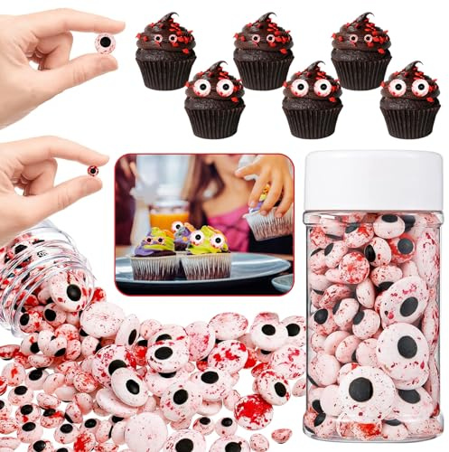 TECHEEL Zucker Augen Halloween Essbare Deko 85g Zuckeraugen Muffin Deko Essbar Augen zum Verzieren von Cookies Cupcake Topper Essbare für Cake pop Cupcakes Törtchen Halloween Weihnachten Kinder