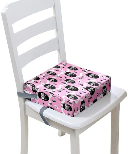 FANSU Kinder Sitzkissen Sitzerhöhung Stuhl, Karikatur Katze Druck Baby Kind Sitzkissen Karikatur Quadrat Zerlegbar Kleinkinder Esszimmerstuhl ErhöHen Pad Esszimmer Boostersitze (40x40x10cm,Rosa 2)