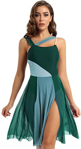 Kvysinly Woman Sleeveless Chiffon Lyrical Dress Modern Ballet Dance Costume Gymnastic Leotard Beach Maxi Dress Green S