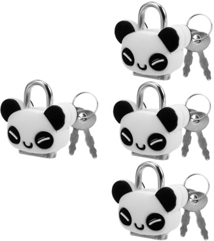 Uonlytech 4sätze Vorhängeschloss Schlüssel Kreatives Cartoon-panda-design Für Schmuckkästen Schränke Und Möbel Langlebig Und Rostfrei Für Sicheren Schutz