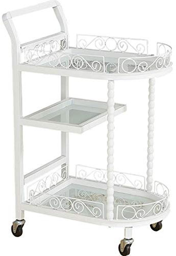 YAOSHER Servicewagen 3-stufiger Servierwagen aus Eisen, L50W36H82Cm, Rollwagen mit Spitzenzaun, Küchenwagen, Servierwagen, Lagerregal für Hotels und Restaurants, Zuhause, Kranke