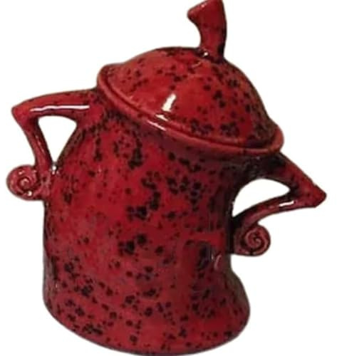 Kosinso Dose mit Haltung, großes Keramikgefäß mit Deckel, süßes, kreatives Vorratsgefäß für Lebensmittel mit luftdichtem Verschluss für Kaffee, Tee, Zucker und Gewürze (Rot)