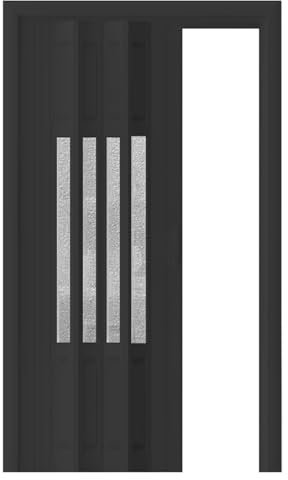 Falttür Schwarze Falttür Im Akkordeon-Stil, Sichtschutz-Schiebetür mit Ziehharmonika-Muster und Mattierter Acrylplatte, Verdunkelungs-Raumteiler für Badezimmer, Schlafzimmer und Flur(27x40in(68.5x101c