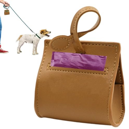 Spender für Haustierkotbeutel, Spender für Hundekotbeutel - Hundekotbeutelspender aus PU-Leder für den Außenbereich - tragbarer Kotbeutelspender, hängender Kotbeutelspender für Reisen, Park