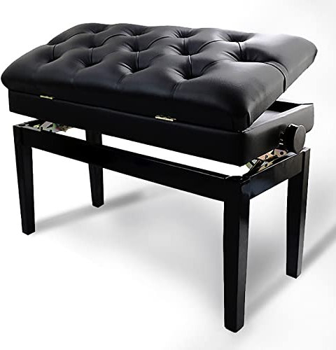 CAFIEDR Klavierhocker, Keyboardhocker, 10 cm höhenverstellbar, Klavier mit Aufbewahrung für Notenbücher und Notenblätter, 82 x 36 x 50–60 cm