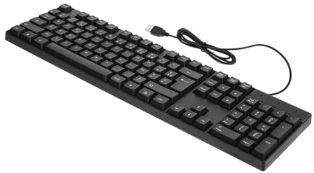 Artibetter Tastiera Cablata USB per Pc Abs Nero 104 Tasti, Formato Completo Tastierino Numerico Integrato Uso Ufficio e Casa