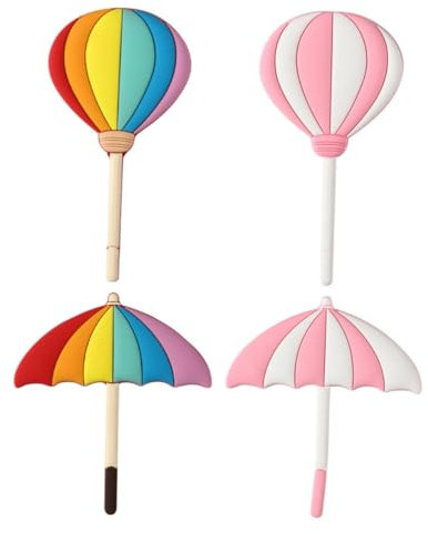 OKUMEYR 4stücke Kreative Kühlschrank-magnethaken Mit Buntem Regenschirm Ballonmotiv Biegsamer Leichter Silikon-Haken Stark Haftend Für Kühlschrank Whiteboard-dekor