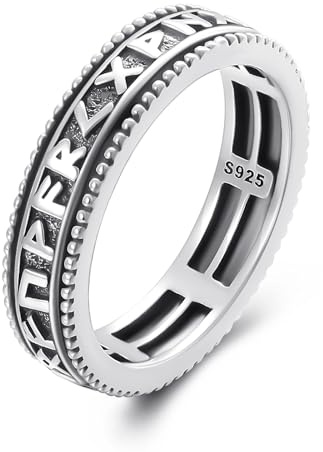 PARYFO Ringe für Männer Frauen 925 Sterling Silber Finger Ring für Rotierende Wikinger Rune Ringe Spinner Punk Hip Hop Ring für Männer Jungen Mädchen, Sterling Silber