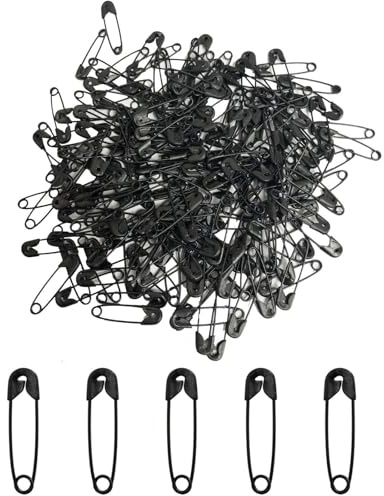 150x Mini Sicherheitsnadeln Klein Schwarz 19mm Rostbeständig mit Box | Vernickelter Stahl, Nähen Basteln Kleidung, Hijab Saree Schmuck, DIY Handarbeit Schneider, Transparente Aufbewahrungsbox
