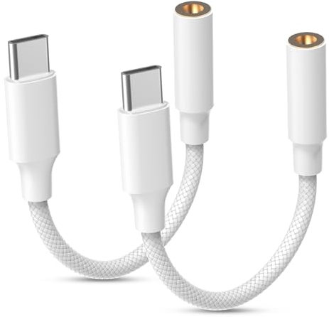 Obllemn USB C to 3.5mm Headphone Jack Adapter, 2 Pack USB C to 3.5mm Headphone Jack Aux Audio Adapter Dongle for Phone 15/15 Plus/15 Pro/15 Pro Max, Pad Pro, Galaxy S24 S23 S22 Ultra