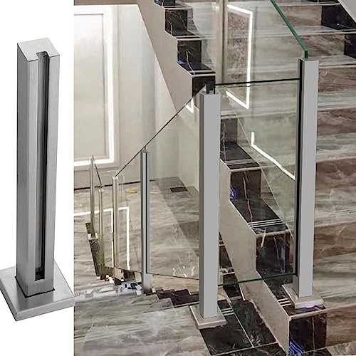 Valla de aluminio plateado para barandilla de 10 12 mm de grosor, vidrio templado medio/esquina/poste de extremo, jardín, pasillo, terraza, gris, 135 cm