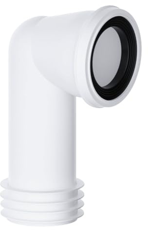 PlumbEZ Bent Toilet Waste Pipe Connector 4'' (90mm/110mm) - 90 Degree Toilet Pan Connector, Cut-to-Fit Length, Fits 110mm PVC-U & Cast Iron Pipes, Premium Polypropylene Pan Connector