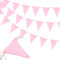 Guirlande de fanions en tissu imperméable et réutilisable pour décoration de fête intérieure et extérieure - 20 m - Rose
