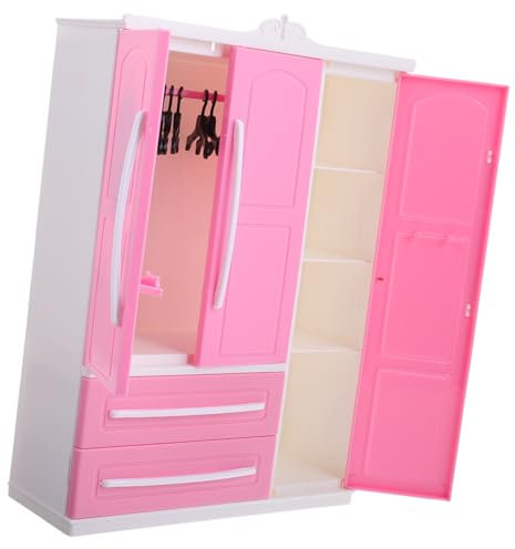 Milisten Miniatur Puppenkleiderschrank Mit Passenden Kleiderbügeln Stilvoller Kleiderorganisator Für Puppenhäuser Einfach Zu Montieren Geeignet Für Mädchen Spielzeugaccessoires