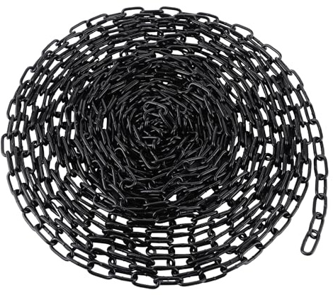 LOPYXBR Stahlkette 4mm x 9m Gliederkette Meterware, Schwarz Stahlkette aus Kohlenstoffstahl, Metallkette für Hundekette Schaukelketten Ankerkette Hängesessel