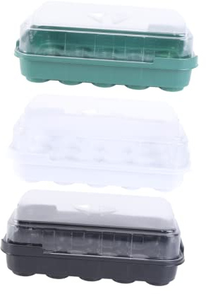 Toyvian 3 Juegos Bandejas de Germinación de Plantas con Huecos de Verde Negro para Hidropónico y Jardinería y