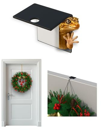 Door Hook Türhaken Schwarz ohne Bohren - Universeller Kranzhalter für Dekorationen I Unsichtbarer Haken mit Hightech-Technologie für Türkränze & Saison-Deko - Aufhängehaken einfach zum Einhängen