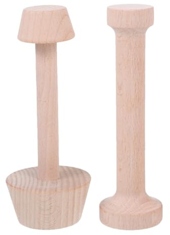 POPETPOP Lot de 2 Moules à Tartelettes en Bois Naturel Double Tête Taille Moyenne Ustensiles de Cuisson pour Tartes aux Œufs Mini Tartelettes et Pâtisseries Maison Gadget Cuisine