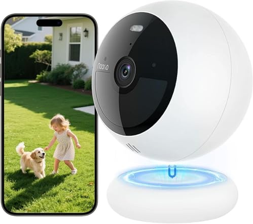 Noorio 2K Security Camera Outdoor Wireless Battery Powered, Magnetic Mount | Free Built-in Local Storage, Battery Powered Supports Solar Panel, Color Night Vision, No Monthly Fee, IP66, Works with Alexa