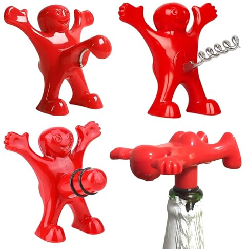 EIYVUAL Tire Bouchon Drole, 3 Pièces Ouvre-Bouteille Ensemble, Bière Décapsuleur, Vin Bouchon, Hommes Rouges Tire-Bouchons, Cadeaux Anniversaire Homme, Cadeau Rigolo pour Noël,Vacances