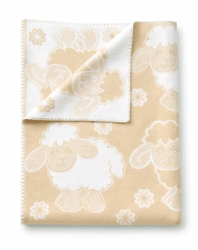 TextilBase 100x140 cm Babydecke aus 100% Baumwolle - Beige Schafe | Kuscheldecke für Jungen & Mädchen, Baby Decke für Kinderwagen, OekoTex100 weiche Kinderdecke, Geburtsgeschenk für Neugeborene
