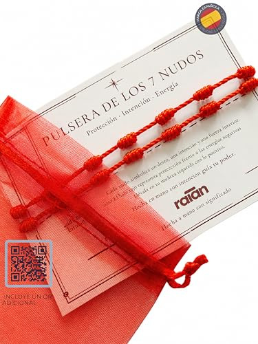 raian Pulsera 7 Nudos Roja Original 2 Pulseras Hilo Rojo del Destino para Parejas-Pulsera Roja 7 Nudos Mal de Ojo, Suerte y Protección, Amuleto Contra Malas Energías Hombre Mujer (2 PCS)