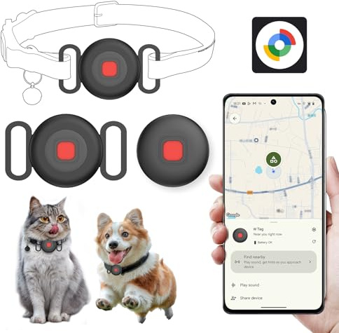 Spedal Cat Tracker Collars, Works with Google Find Hub, Android, 2 Pack | Anti-Lost Tracker for Cats & Dogs｜No Monthly Fees｜Long Battery Life｜Waterproof Design