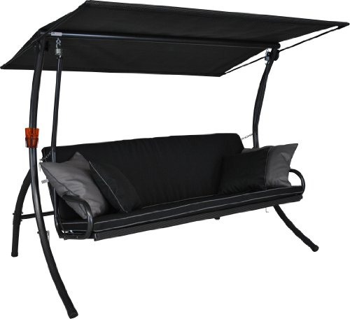 ANGERER Hollywoodschaukel Elegance Style schwarz | Gartenschaukel Made in Germany, Schaukel zum Sitzen, Liegen und Entspannen, inklusive Bett-Funktion, einfache Montage