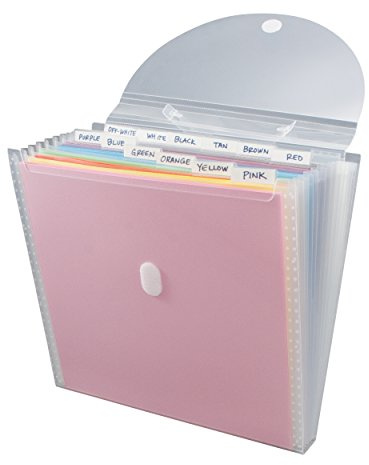 Advantus Expandable Paper Organizer, Accordion File Organizer, Important Document Holder, Clear with 12 Pockets, White, 12x12 Inches