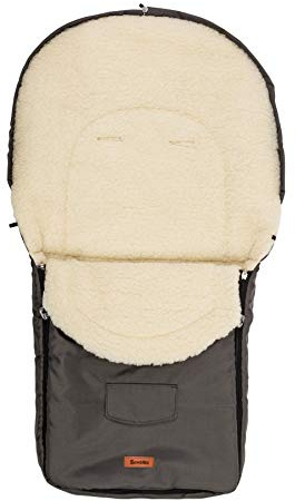 SENSILLO - Fußsack Kinderwagen Winter - Fußsack Babywanne, Buggy und Schlitten - Warm, mit echter Wolle, Reißverschluss, Gurtöffnungen, Außenstoff Wasserabweisend - 95x40cm - Graphit
