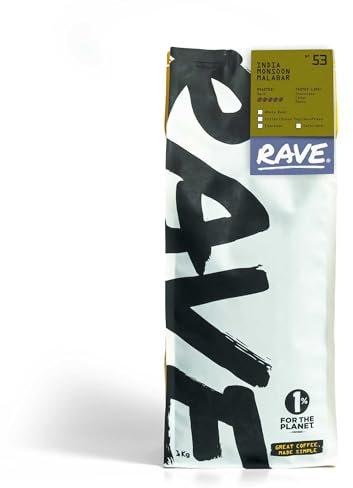 Rave Coffee - Indian Monsoon Malabar Nº 53 Single Origin, Freshly Roasted Whole Beans 1Kg