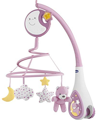 Chicco Next2Dreams Giostrina Neonato 3in1 con Carillon Elettronico per Culla e Lettino, Compatibile con Culla Chicco Next2Me, con Effetti Sonori, Proiettore di Luce Soffusa, Musica - 0+ Mesi, Rosa