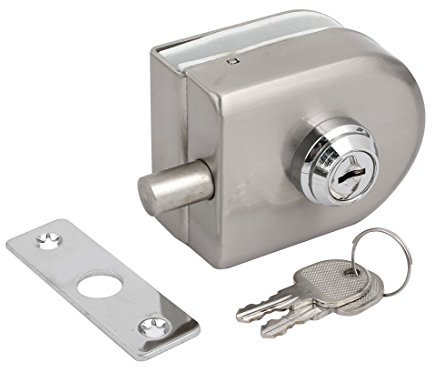 sourcing map Edelstahl Oval Form Tür Schloss Set Sperren 10mm-12mm für Glas Dicke Silber Ton