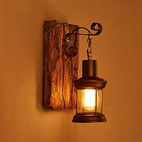 JINWELL Wandlampe E27 Vintage Edison Wandleuchte Nostalgie Industrie Holz Retro Lichter rustikale Wohnzimmer Wandlampe Schlafzimmerwand (ohne Birne) [Energieklasse A++] (Color : B1)