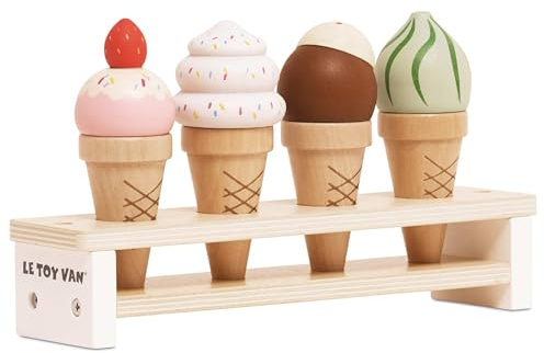 Le Toy Van - Educational Wooden Toy Honeybake Ice Creams Pretend Play Kids Playset, 6 Pieces - Great Gifts For A Boy Or Girl - Best for 2, 3, 4 and 5 Year Olds