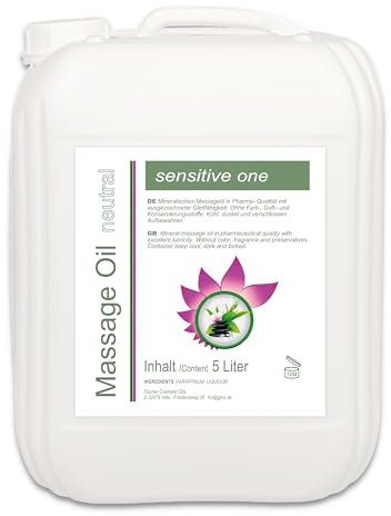 sensitive one Massageöl neutral (5 Liter) Basisöl für Spa und Wellness, Pharmaqualität (Ph.Eur. / DAB)