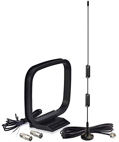 Bingfu Magnetic Base FM Radio Antenna and AM Loop Antenna for Pioneer Onkyo Yamaha Marantz Indoor Digital HD Radio FM Bluetooth Home Stereo Receiver AV Audio Video Home Theater Receiver