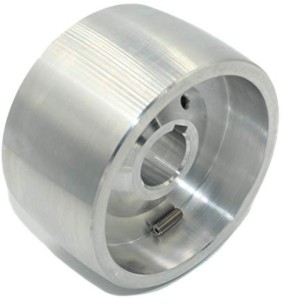 Ruota di trasmissione per smerigliatrice a nastro, lavorata a CNC, per smerigliatrice a coltello, diametro 100 mm, larghezza 55 mm, foro da 24 mm, prodotta in UE (ruota motrice-100-24)