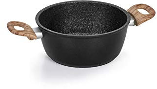 Barazzoni Spa Casseruola ø24cm Granitica Extra Eco Legno, Nero/Rovere, Cm 24