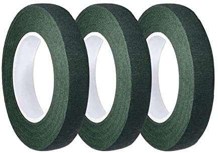LEBQ 3 Stück grüne Florist Stem Stiel Band Dekoband 1/2 Zoll x 90 Fuß (Dunkelgrüns)