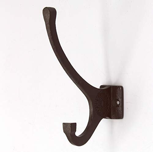 Wandhaken Garderobenhaken Kleiderhaken mit Schrauben, Gusseisen klar lackiert (Dunkelgrau), vintage antik Haken