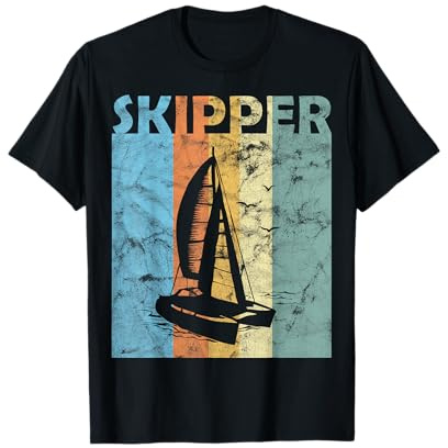 Skipper Segeln Regatta Bootsführer Kapitän Vintage Retro T-Shirt