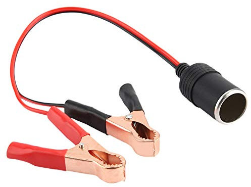 KIMISS Adaptador de Encendedor para Coche a Pinzas de batería, Enchufe Hembra para vehículos, Cable con Clips de cocodrilo, conexión Directa a 12V