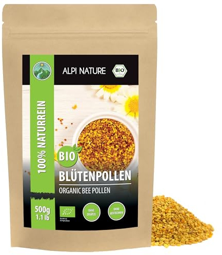 Alpi Nature Blütenpollen BIO 500g, Bienenpollen bio, Bienen Pollen | Blütenpollen roh zum Essen, ideal für Joghurt, Müsli, Smoothie Bowls, Desserts, Müsliriegeln, Energiebällchen & Salate