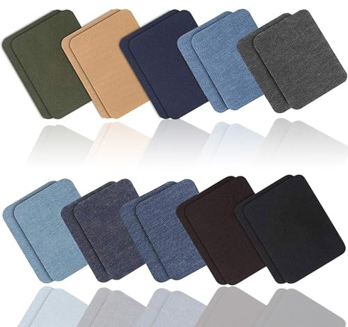 20 stycken jeans reparationssats set stryk-lappar, lappar barn, för strykning för gör-det-själv, applikationslappar för strykning, denimlappar, lappdekaler, kläder, jeanskläder lappar (9,5 x 12,5 cm)
