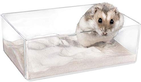 Cumuiu Hamster Sand Bathroom Clear Acrylic Toilet Tray Bathroom for Hedgehog Squirrel Hamster Guinea Pigs and Small Animal (Small)