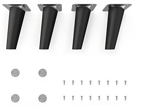 sossai Möbelben i massivt bokträ CLIF ROUND HMF2 12 cm hög runda sned design matt svart för bord vitrinskåp skåp