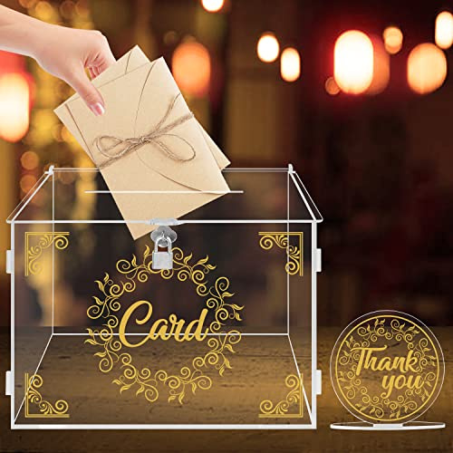 Benjia Hochzeit Kartenbox aus Acryl Hochzeitsbox Geschenkkarten Box, Vintage Groß Kartenbox Geld Box Briefbox Postbox mit Schloss Schlitz Rezeption Hochzeit Geburtstag Jubiläum Hochzeitskarten box